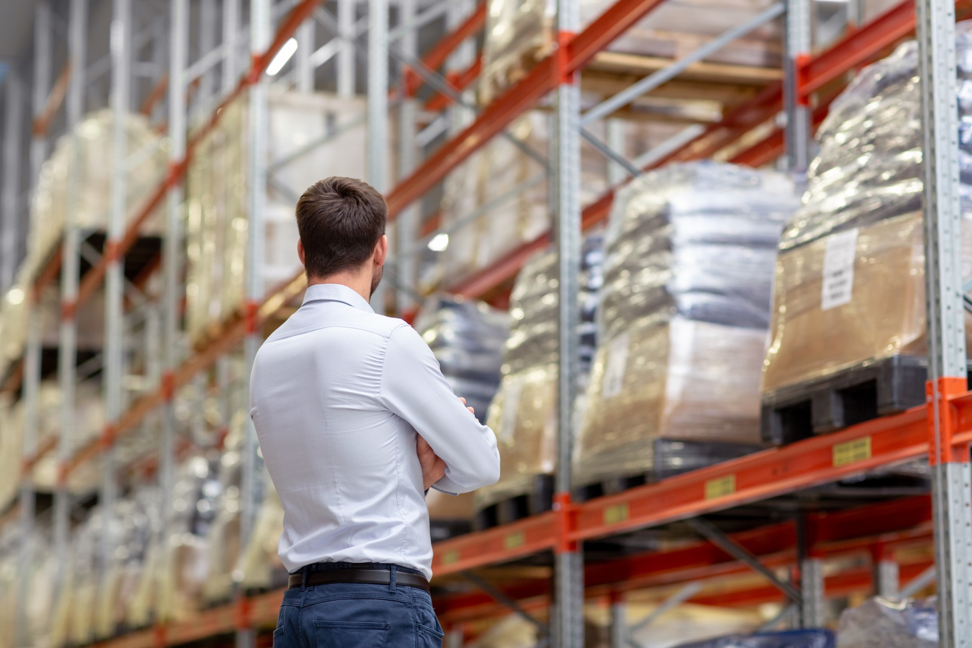 businessman at warehouse