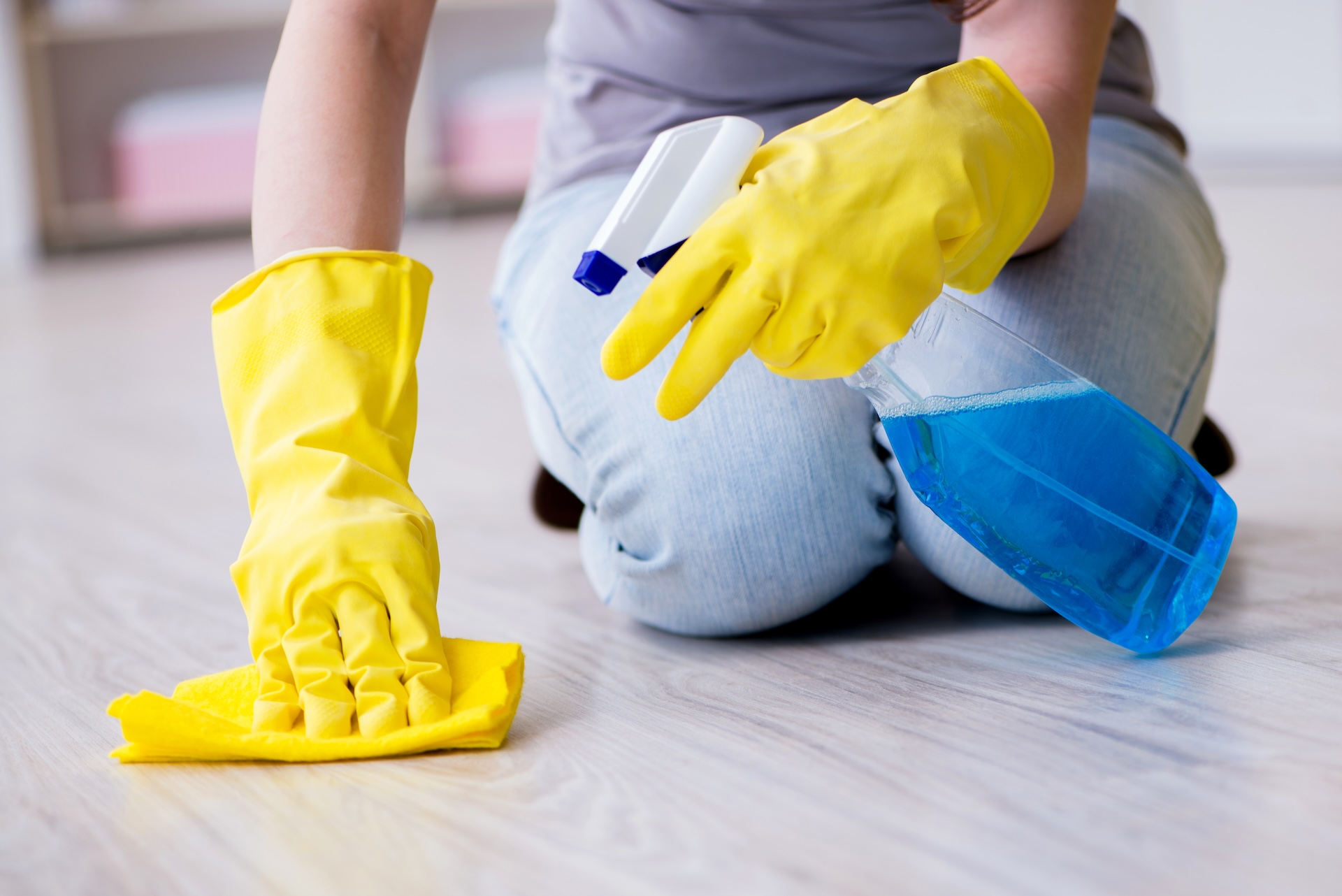 Woman doing cleaning at home